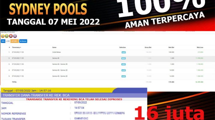 Bukti Pembayaran Togel Hadiah Terbesar shiowla 16 Juta di sydney dibayar sampai lunas