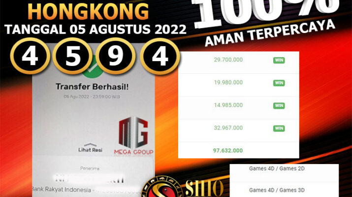 Bukti Pembayaran Togel Hadiah Terbesar SHIOWLA Tanggal 05 AGUSTUS 2022