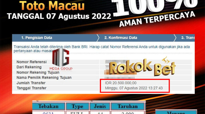 Bukti Pembayaran Togel Hadiah Terbesar ROKOKBET Tanggal 07 AGUSTUS 2022