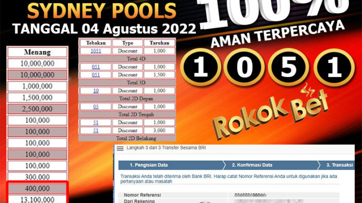 Bukti Pembayaran Togel Hadiah Terbesar ROKOKBET Tanggal 04 AGUSTUS 2022