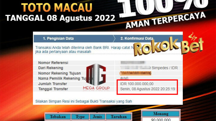 Bukti Pembayaran Togel Hadiah Terbesar Rokokbet Tanggal 08 Agustus 2022