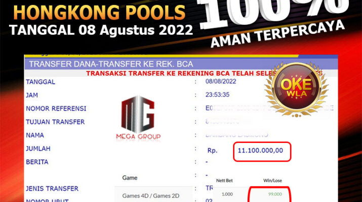 Bukti Pembayaran Togel Hadiah Terbesar Okewla Tanggal 08 Agustus 2022