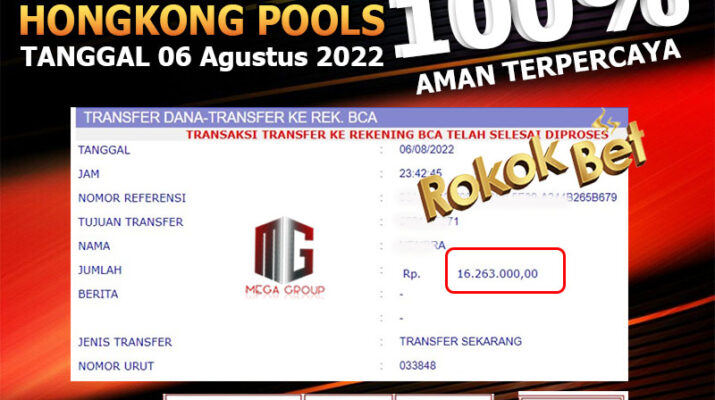 Bukti Pembayaran Togel Hadiah Terbesar ROKOKBET Tanggal 06 AGUSTUS 2022