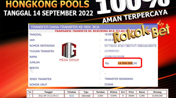 Bukti Pembayaran Togel Hadiah Terbesar Rokokbet Tanggal 15 September 2022