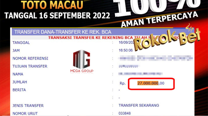 Bukti Pembayaran Togel Hadiah Terbesar Rokokbet Tanggal 16 September 2022