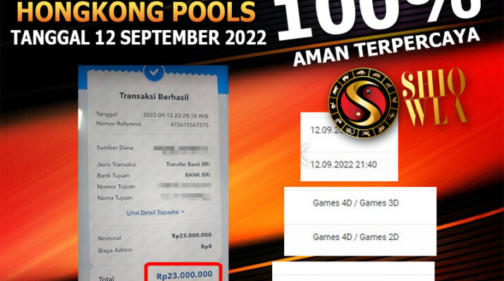 Bukti Pembayaran Togel Hadiah Terbesar Shiowla Tanggal 12 September 2022