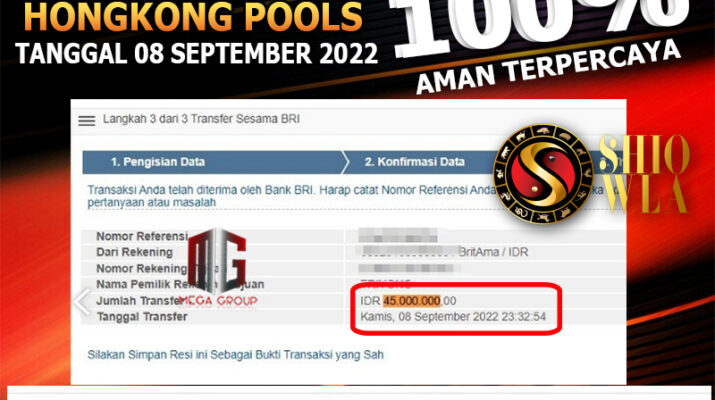 Bukti Pembayaran Togel Hadiah Terbesar Shiowla Tanggal 08 September 2022