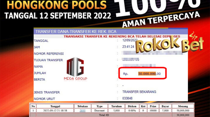 Bukti Pembayaran Togel Hadiah Terbesar Rokokbet Tanggal 12 September 2022