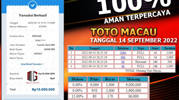 Bukti Pembayaran Togel Hadiah Terbesar Rokokbet Tanggal 14 September 2022