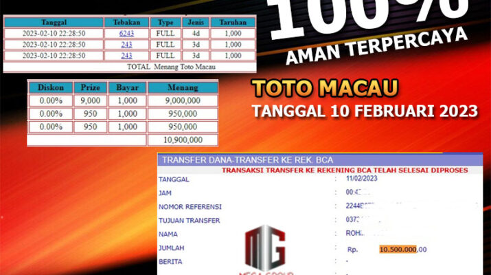 Bukti Pembayaran TOGEL Hadiah Terbesar ROKOKBET Tanggal 10 Februari 2023