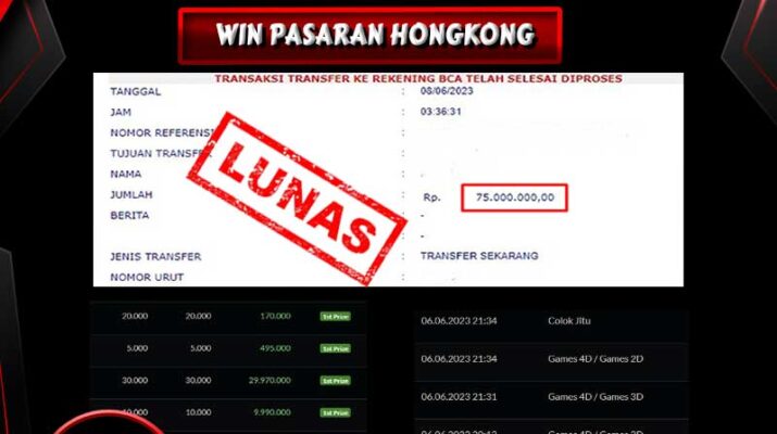 Bukti Pembayaran Hadiah togel Terbesar SHIOWLA Tanggal 08 juni 2023