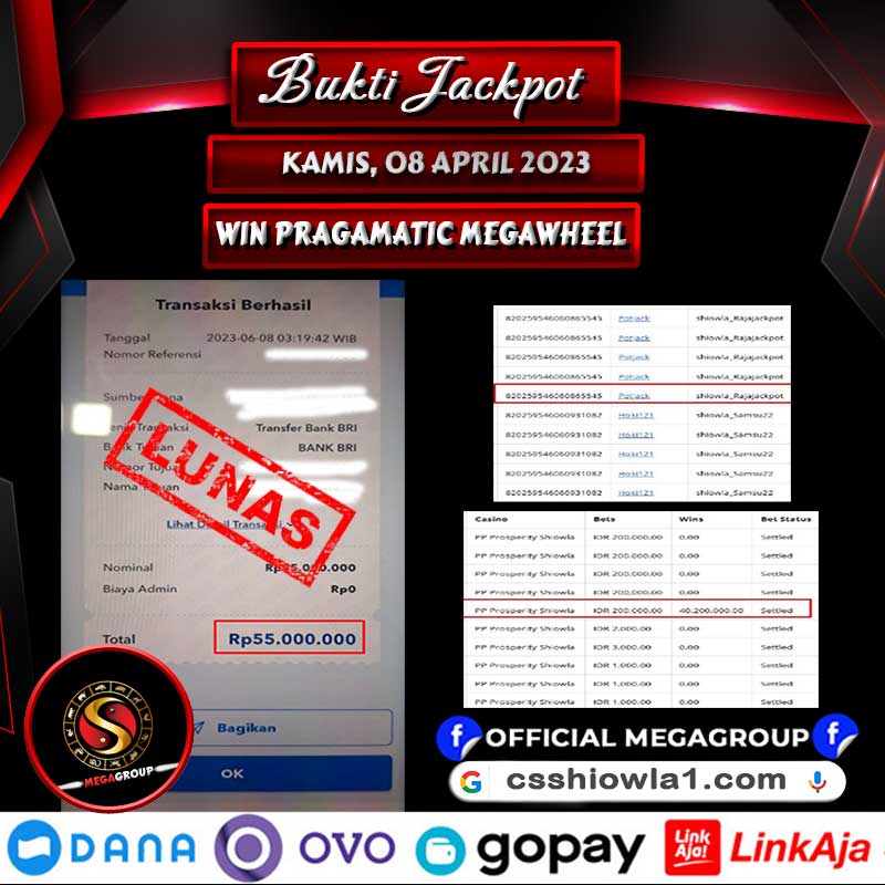 Bukti Pembayaran Hadiah togel Terbesar SHIOWLA Tanggal 08 juni 2023