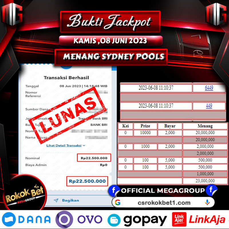 Bukti Pembayaran Hadiah togel Terbesar rokokbet Tanggal 08 juni 2023