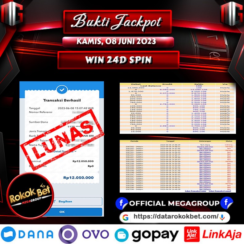 Bukti Pembayaran Hadiah togel Terbesar rokokbetTanggal 08 juni 2023