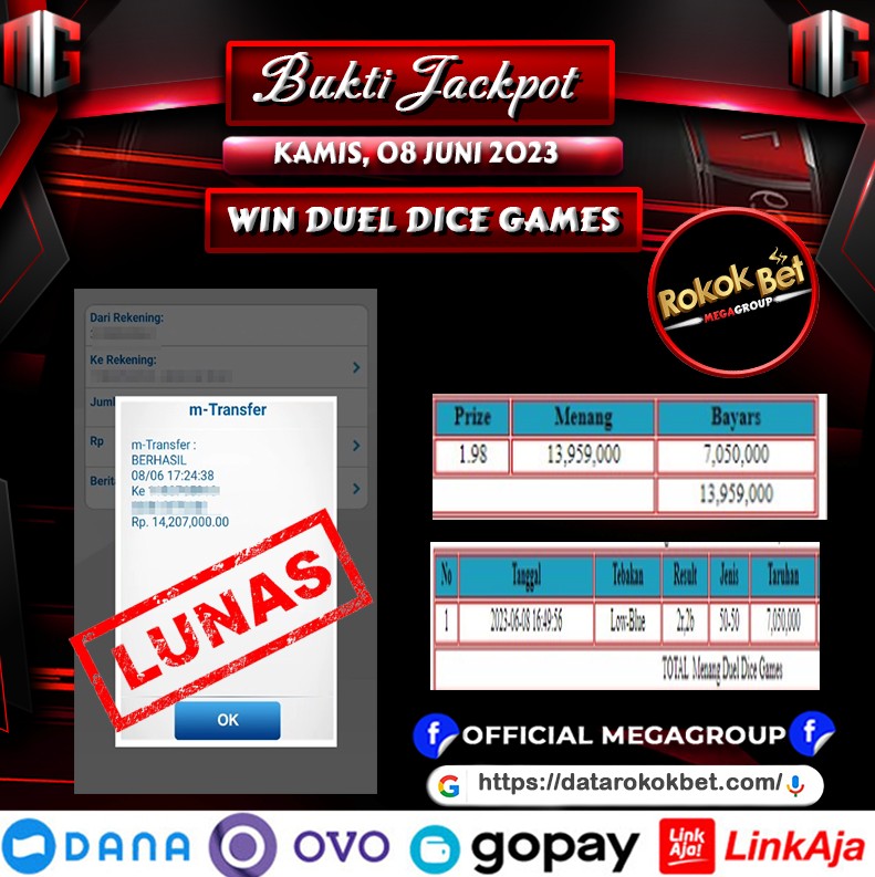 Bukti Pembayaran Hadiah togel Terbesar rokokbetTanggal 08 juni 2023