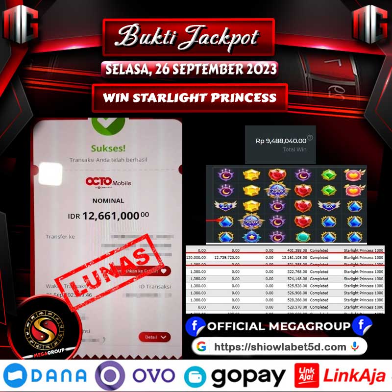 Bukti Pembayaran Hadiah Game Terbesar shiowla Tanggal 26 september 2023