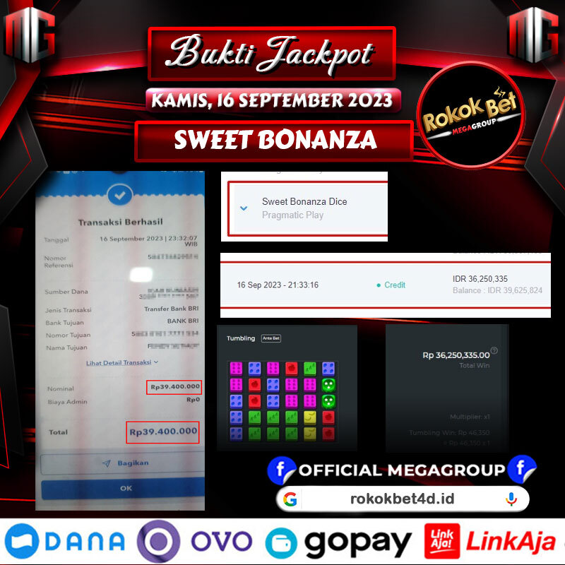 Bukti Pembayaran Hadiah Game Terbesar rokokbet Tanggal 16 september 2023