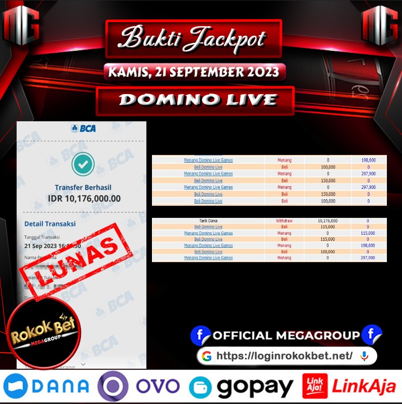 Bukti Pembayaran Hadiah Togel Terbesar ROKOKBET Tanggal 21 september 2023