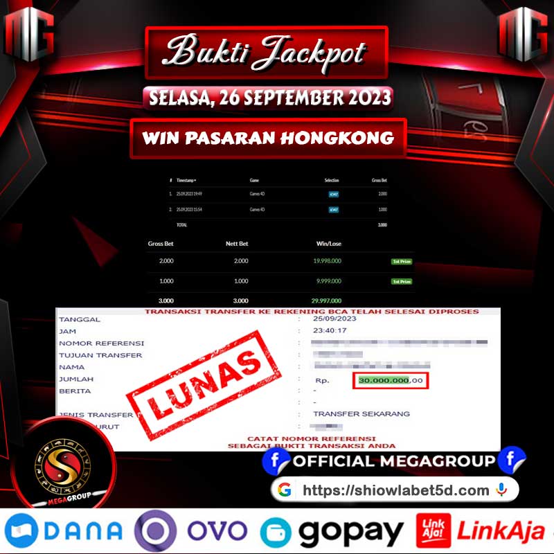 Bukti Pembayaran Hadiah Game Terbesar shiowla Tanggal 26 september 2023