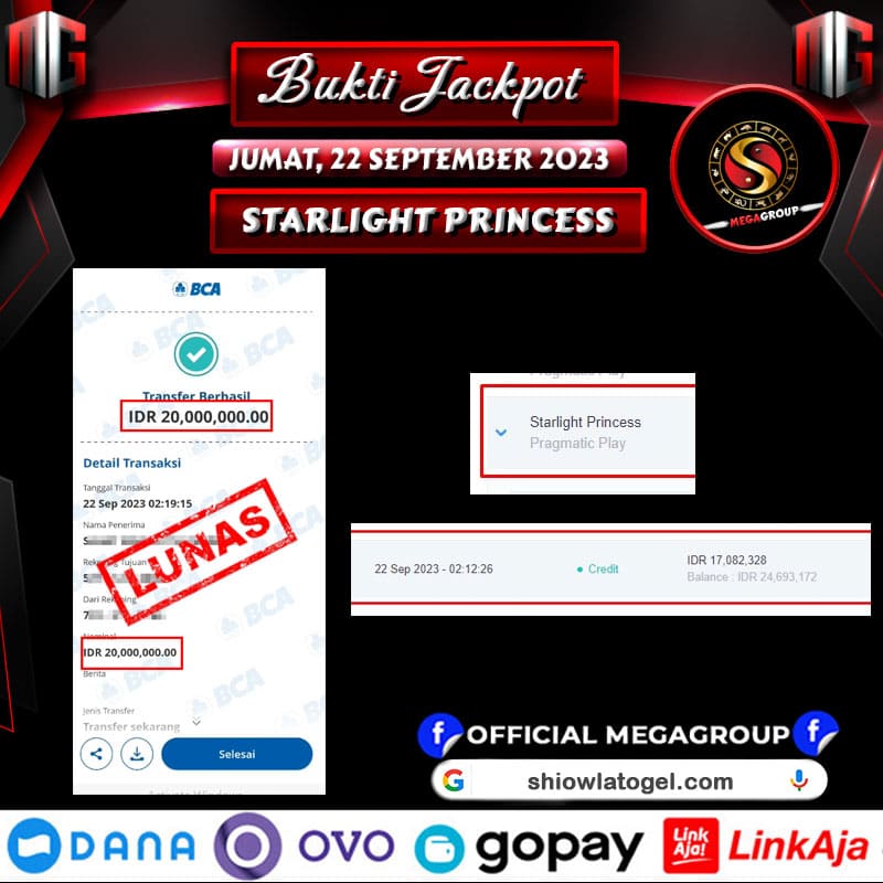 Bukti Pembayaran Hadiah Game Terbesar shiowla Tanggal 22 september 2023