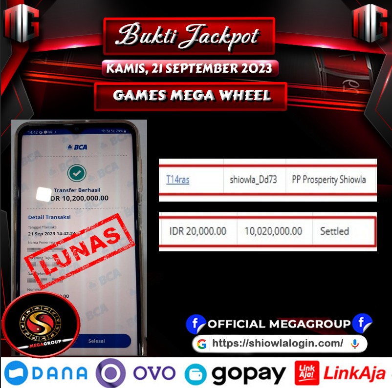 Bukti Pembayaran Hadiah Game Terbesar shiowla Tanggal 21 september 2023