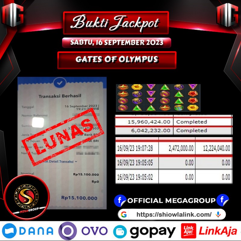 Bukti Pembayaran Hadiah Game Terbesar SHIOWLA Tanggal 16 september 2023