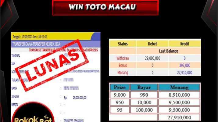 Bukti Pembayaran Hadiah Togel Terbesar SHIOWLA Tanggal 17 september 2023