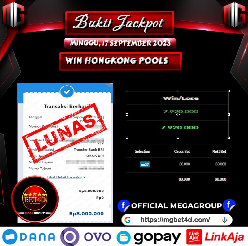 Bukti Pembayaran Hadiah Togel Terbesar BET4D Tanggal 17 september 2023