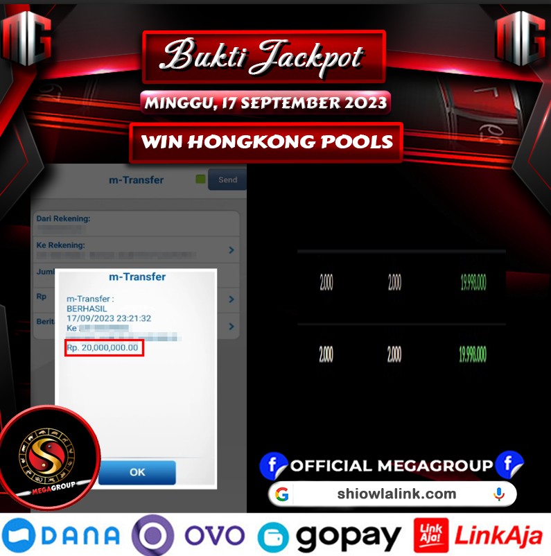 Bukti Pembayaran Hadiah Togel Terbesar shiowla Tanggal 17 September 2023