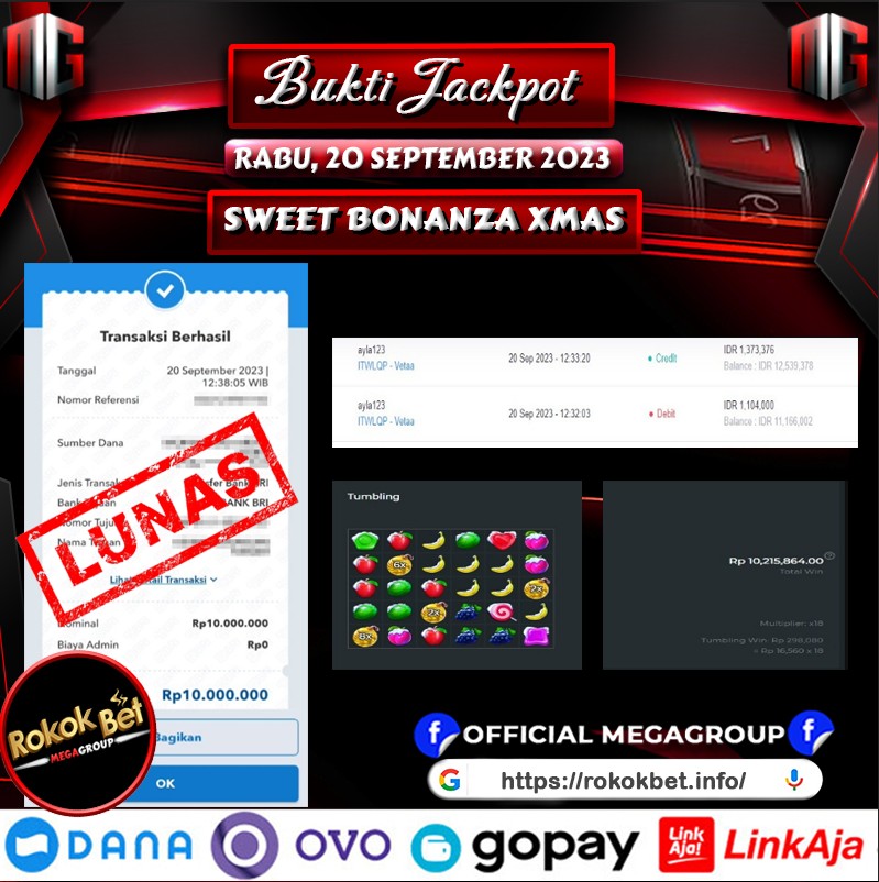 Bukti Pembayaran Hadiah games Terbesar rokokbet Tanggal 20 September 2023