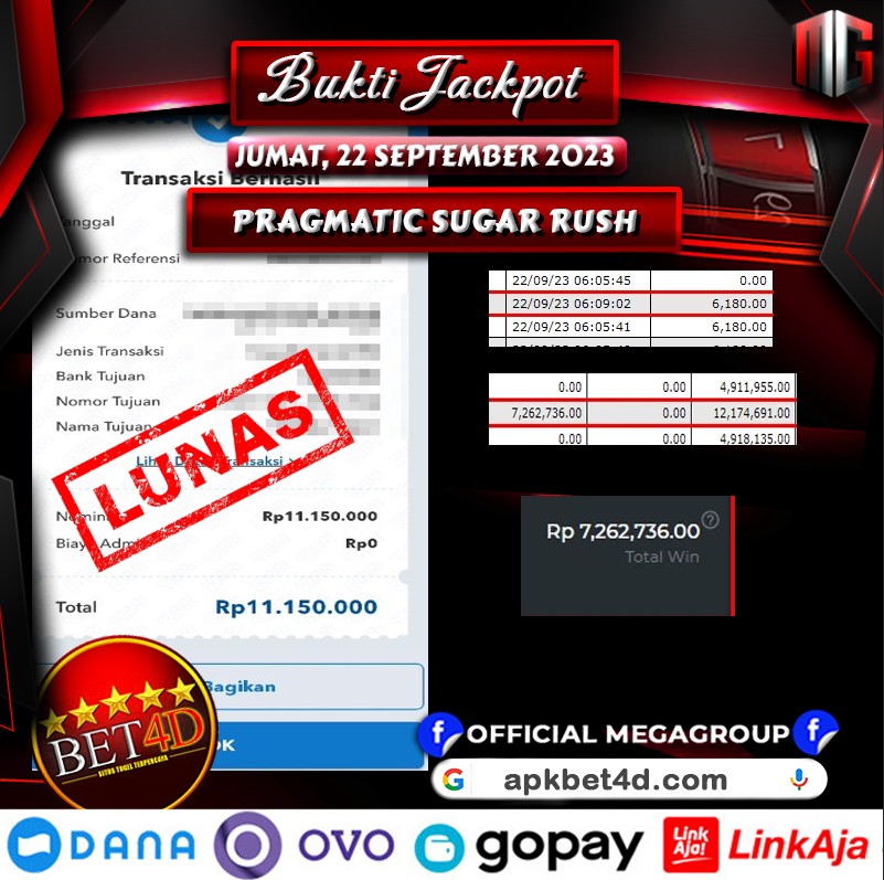 Bukti Pembayaran Hadiah Togel Terbesar BET4D Tanggal 22 september 2023