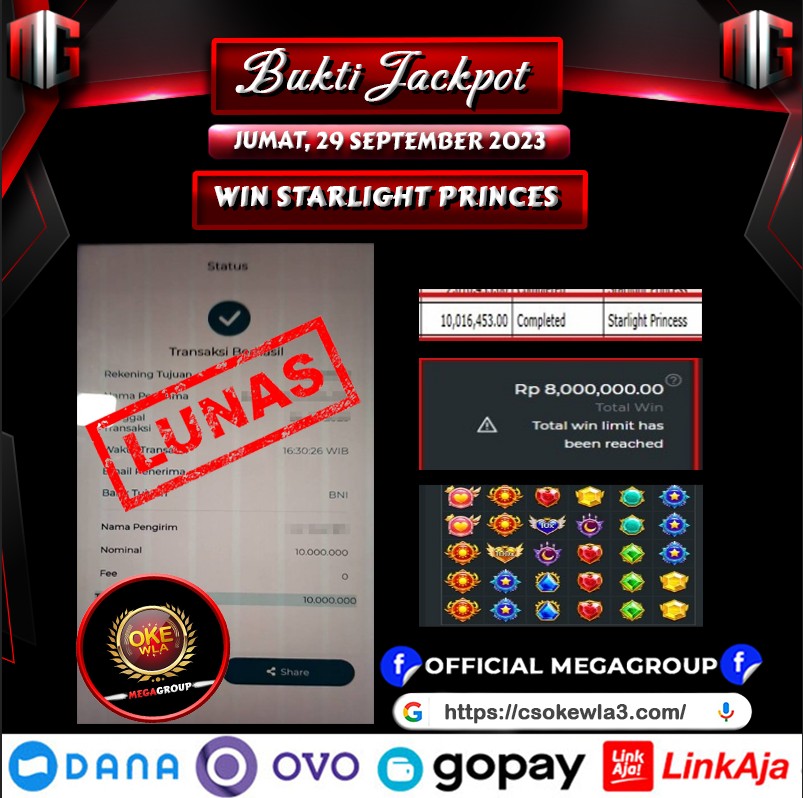 Bukti Pembayaran Hadiah games Terbesar OKEWLA Tanggal 29 September 2023