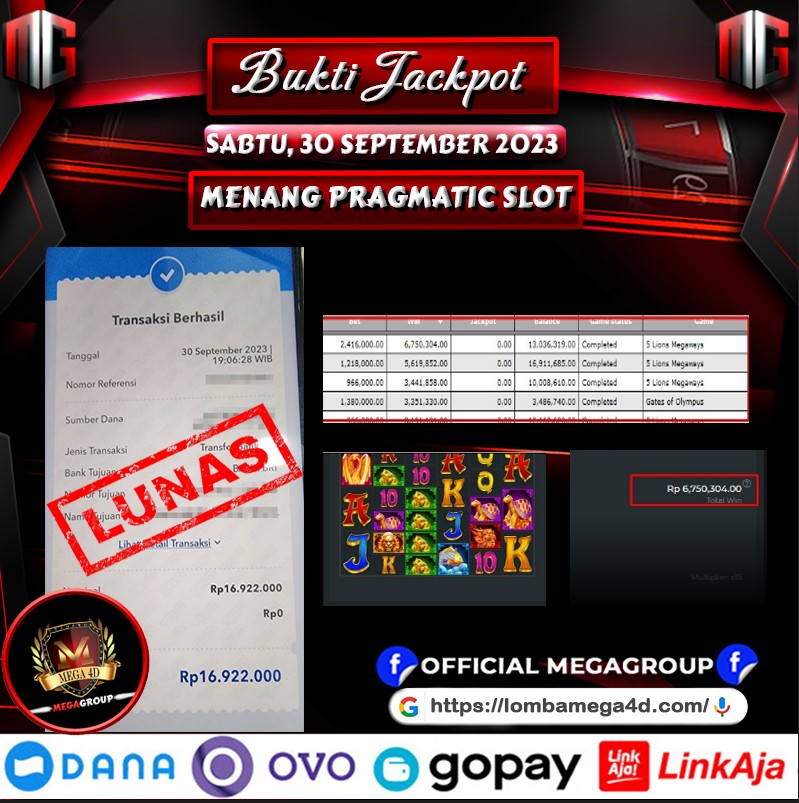 Bukti Pembayaran Hadiah Togel Terbesar mega4d Tanggal 30 september 2023