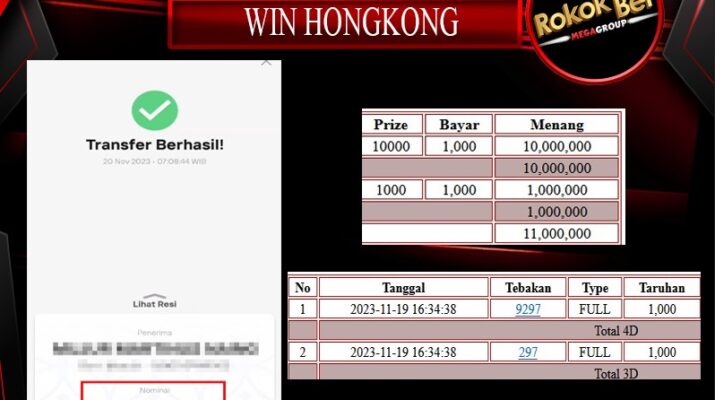 Bukti Pembayaran Hadiah Togel Terbesar rokokbet Tanggal 20 november 2023