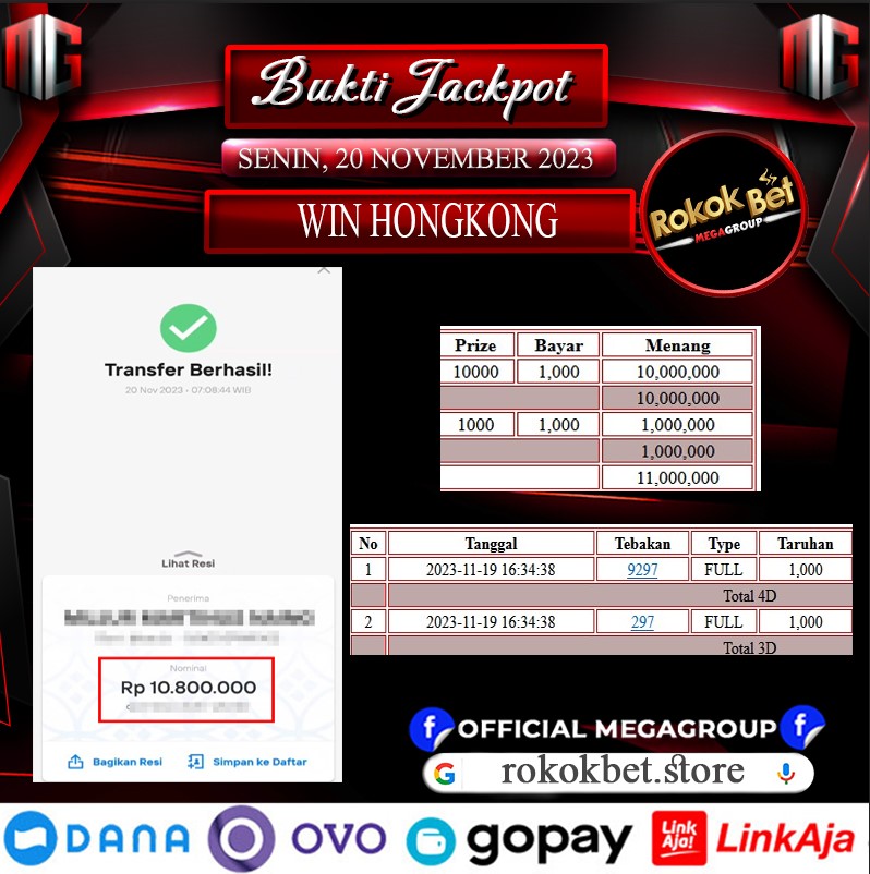 Bukti Pembayaran Hadiah Togel Terbesar rokokbet Tanggal 20 november 2023