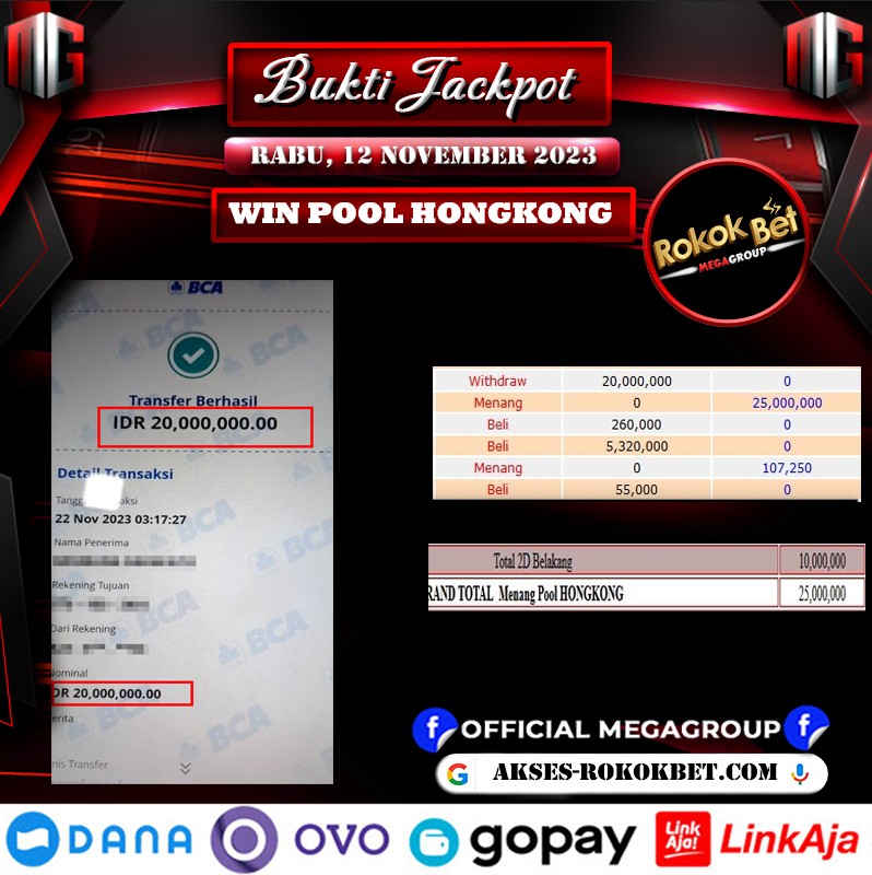 Bukti Pembayaran Hadiah Togel Terbesar rokokbet Tanggal 22 november 2023