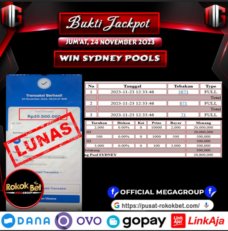 Bukti Pembayaran Hadiah Togel Terbesar rokokbet Tanggal 24 november 2023