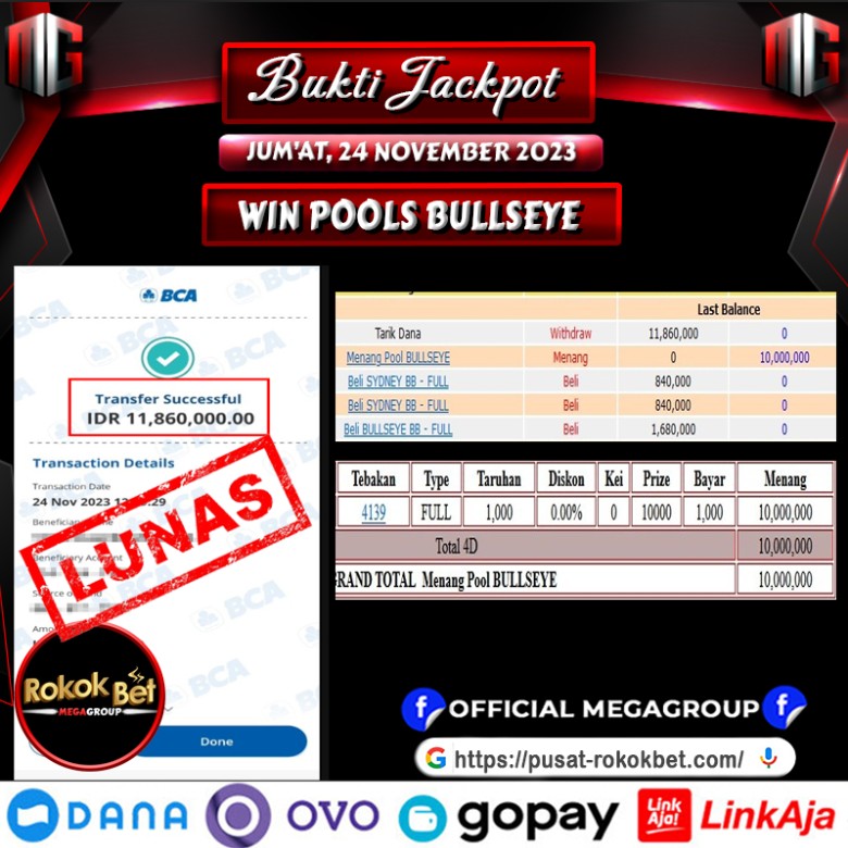 Bukti Pembayaran Hadiah Togel Terbesar rokokbet Tanggal 24 november 2023