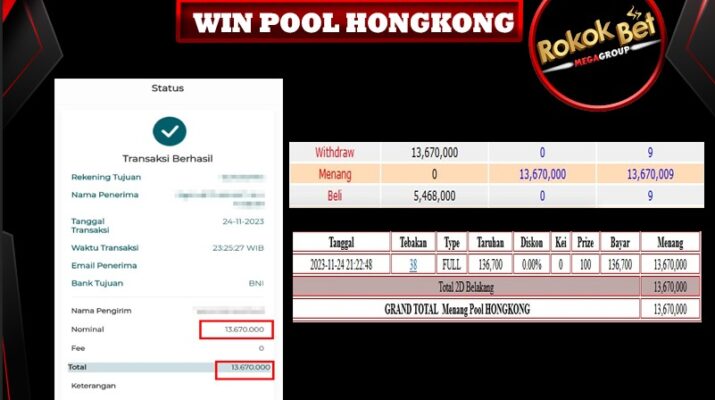 Bukti Pembayaran Hadiah Togel Terbesar rokokbet Tanggal 24 november 2023