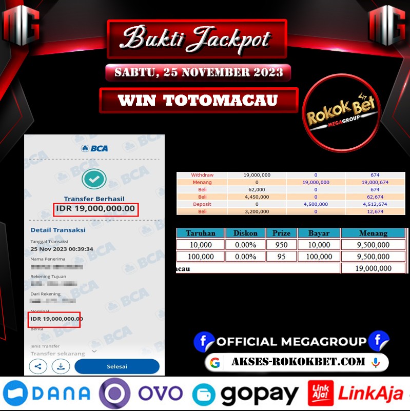 Bukti Pembayaran Hadiah Togel Terbesar rokokbet Tanggal 25 november 2023