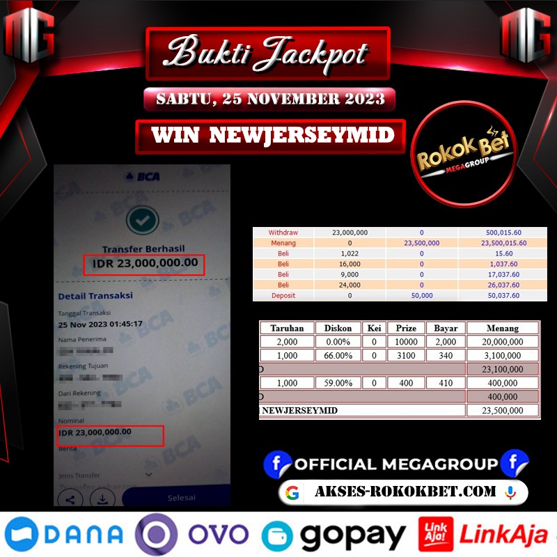 Bukti Pembayaran Hadiah Togel Terbesar rokokbet Tanggal 25 november 2023