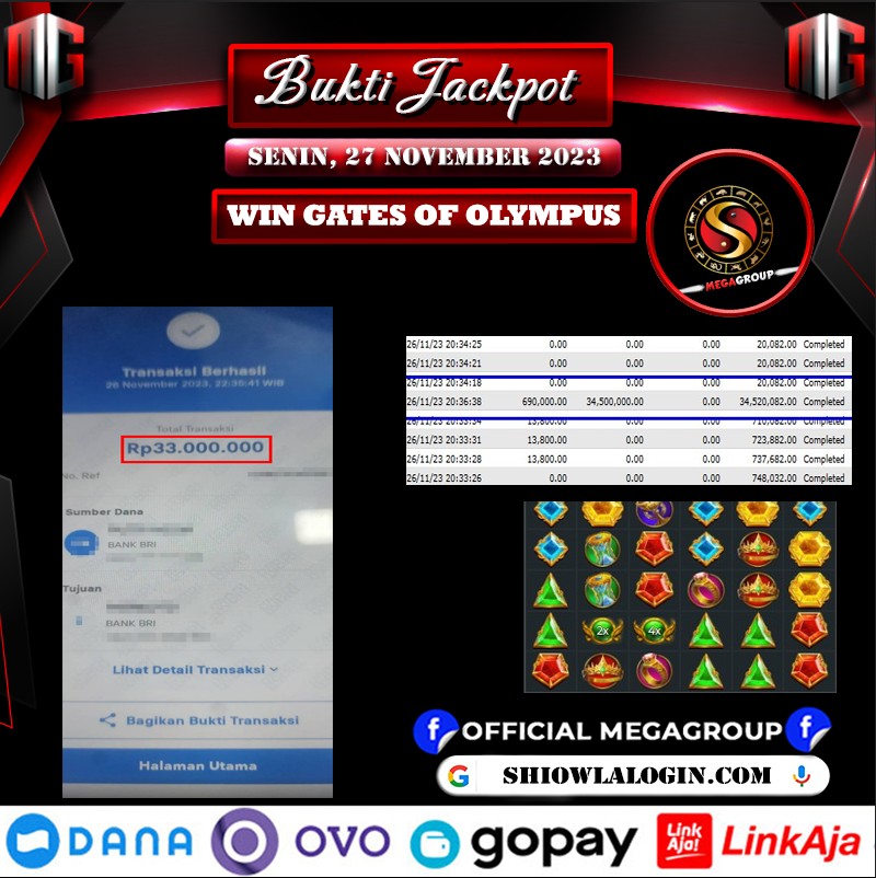 Bukti Pembayaran Hadiah Togel Terbesar shiowla Tanggal 27 november 2023