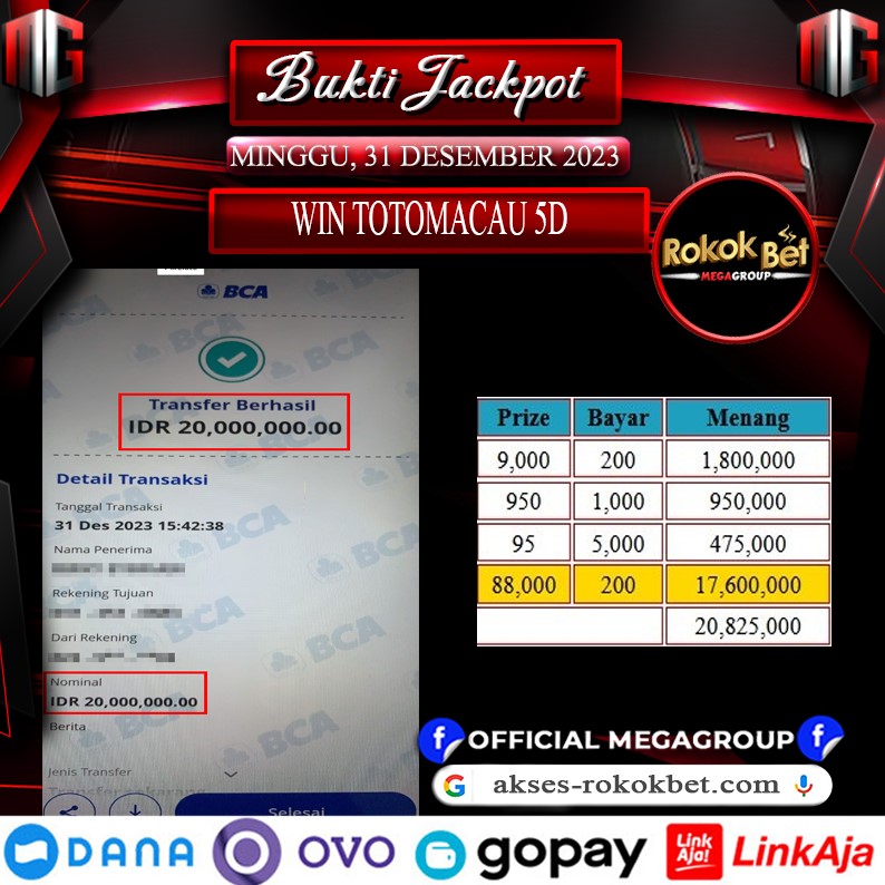 Bukti Pembayaran Hadiah Togel Terbesar rokokbet Tanggal 31 desember 2023