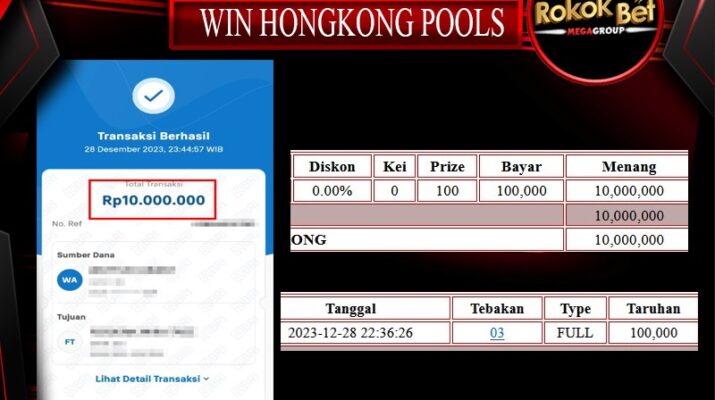 Bukti Pembayaran Hadiah togel Terbesar Rokokbet Tanggal 29 desember 2023