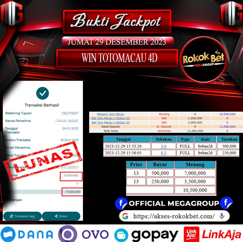 Bukti Pembayaran Hadiah Togel Terbesar rokokbet Tanggal 29 desember 2023