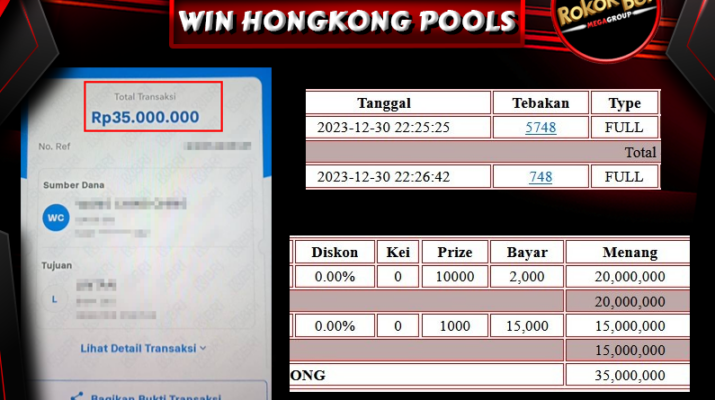 Bukti Pembayaran Hadiah Togel Terbesar rokokbet Tanggal 01 Januari 2023