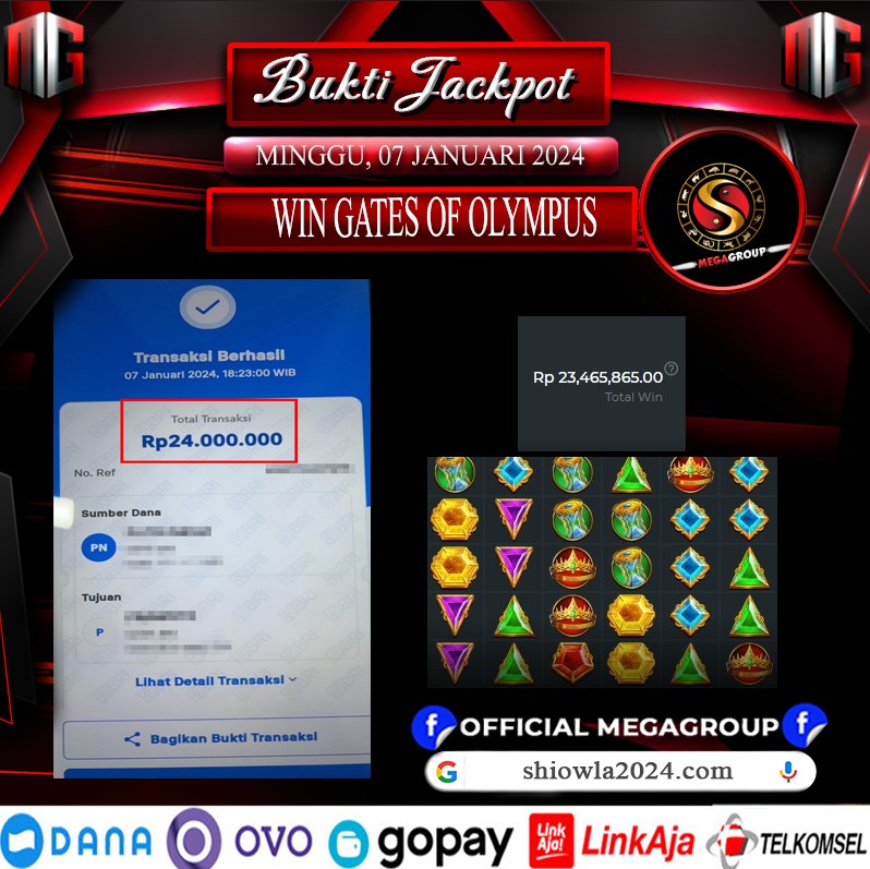 Bukti Pembayaran Hadiah games Terbesar Shiowla Tanggal 07 JANUARI 2024