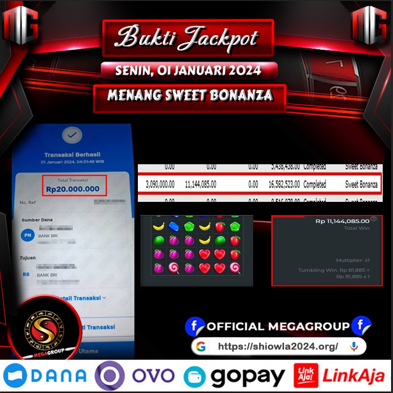 Bukti Pembayaran Hadiah games Terbesar Shiowla Tanggal 01 desember 2023