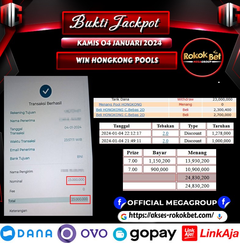 Bukti Pembayaran Hadiah Togel Terbesar rokokbet Tanggal 05 Januari 2023