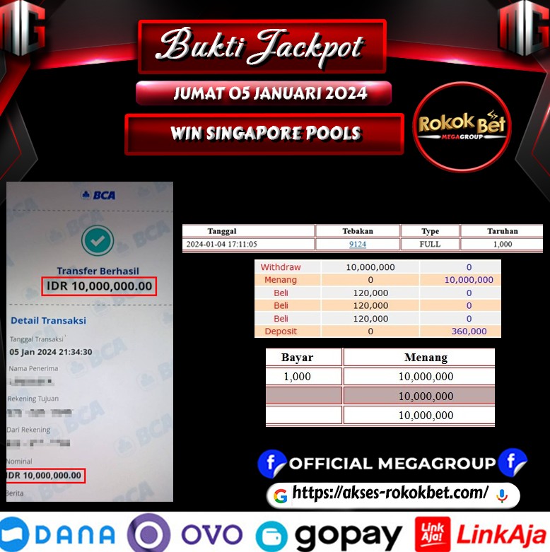 Bukti Pembayaran Hadiah Togel Terbesar rokokbet Tanggal 06 Januari 2023